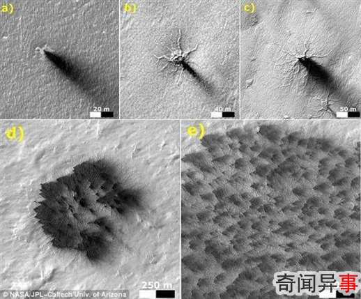 科学家最新观测到火星“蜘蛛裂纹”变化过程