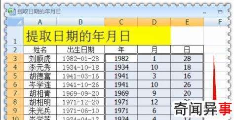 Excel表格提取年月函数公式并使用的方法
